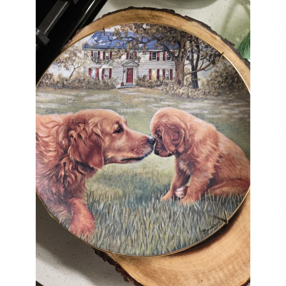 Danbury Mint Golden Moment Patricia Bourque Retriever Collector Plate mommy & me